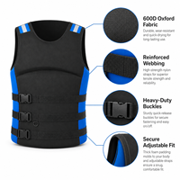 Gilet de sauvetage commercial 150N pour rafting en eaux vives, en Oxford 600D avec mousse NBR, boucles réglables pour kayak et sauvetage aquatique
