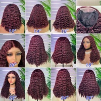 Peluca de Cabello Humano Remy Virgen 100% de Alta Densidad con Cierre de Rizo Birmano SDD, sin Pegamento, 5x5, sin Caída, Color Vino, Venta al por Mayor