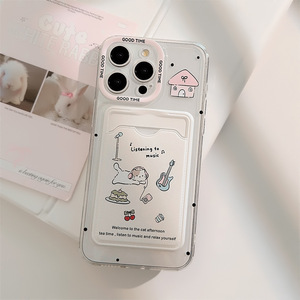 เคสโทรศัพท์ลายการ์ตูนสัตว์น่ารักสีชมพูสำหรับ <span class=keywords><strong>iPhone</strong></span> 17 Pro สไตล์ญี่ปุ่น<span class=keywords><strong>เกาหลี</strong></span> พร้อมช่องใส่บัตร ป้องกันการกระแทกได้เต็มรูปแบบ - Product Image 5