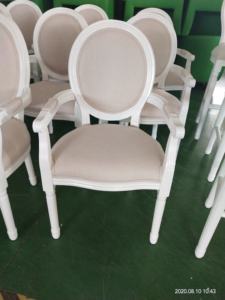 <span class=keywords><strong>Fauteuil</strong></span> de salle à manger <span class=keywords><strong>Louis</strong></span> <span class=keywords><strong>XV</strong></span> en bois et tissu, style campagnard américain blanc - Product Image 3