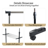 Estante Multiusos para Ropa con Certificación CE, Soporte para Secar Ropa, Acero Cromado, Ruedas Telescópicas, Estante para Hogar, Dormitorio, Lavandería