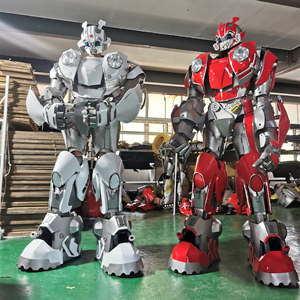 คอสเพลย์มาสคอตสำหรับผู้ใหญ่เครื่องแต่งกาย LED หุ่นยนต์สีขาวสีแดงงานอีเวนต์ปาร์ตี้ - Product Image 1