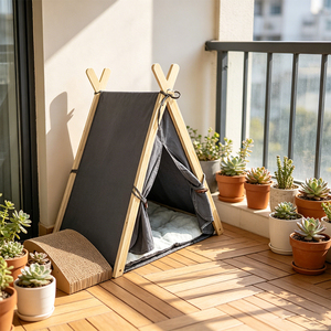Meubles pour animaux de compagnie, design personnalisable, tente <span class=keywords><strong>tipi</strong></span> pour chat avec cadre en bois et coussin lavable pour la décoration du salon <span class=keywords><strong>intérieur</strong></span> - Product Image 2