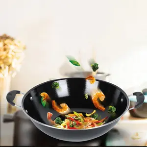 High quality custom enamel cast iron cookware set stainless steel large wok summit wok iron cookware set chinese wok