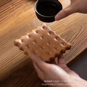 Wooden Cookie Shaped Teacup Coaster Solid Wood Heat Insulating Mat For Coffee <b>Mug</b> Tea Tray Irregular Shape - Product Image 4
