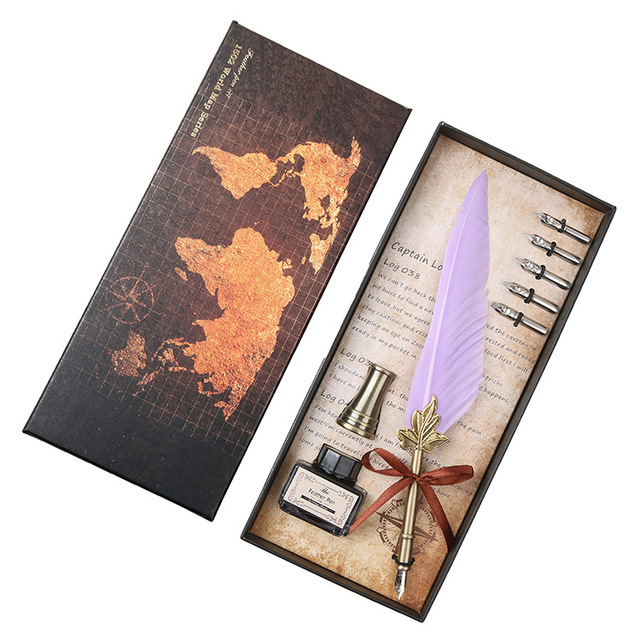 Chinese Fountain Ink Pens Custom Calligraphy Quill Feather Pen Set