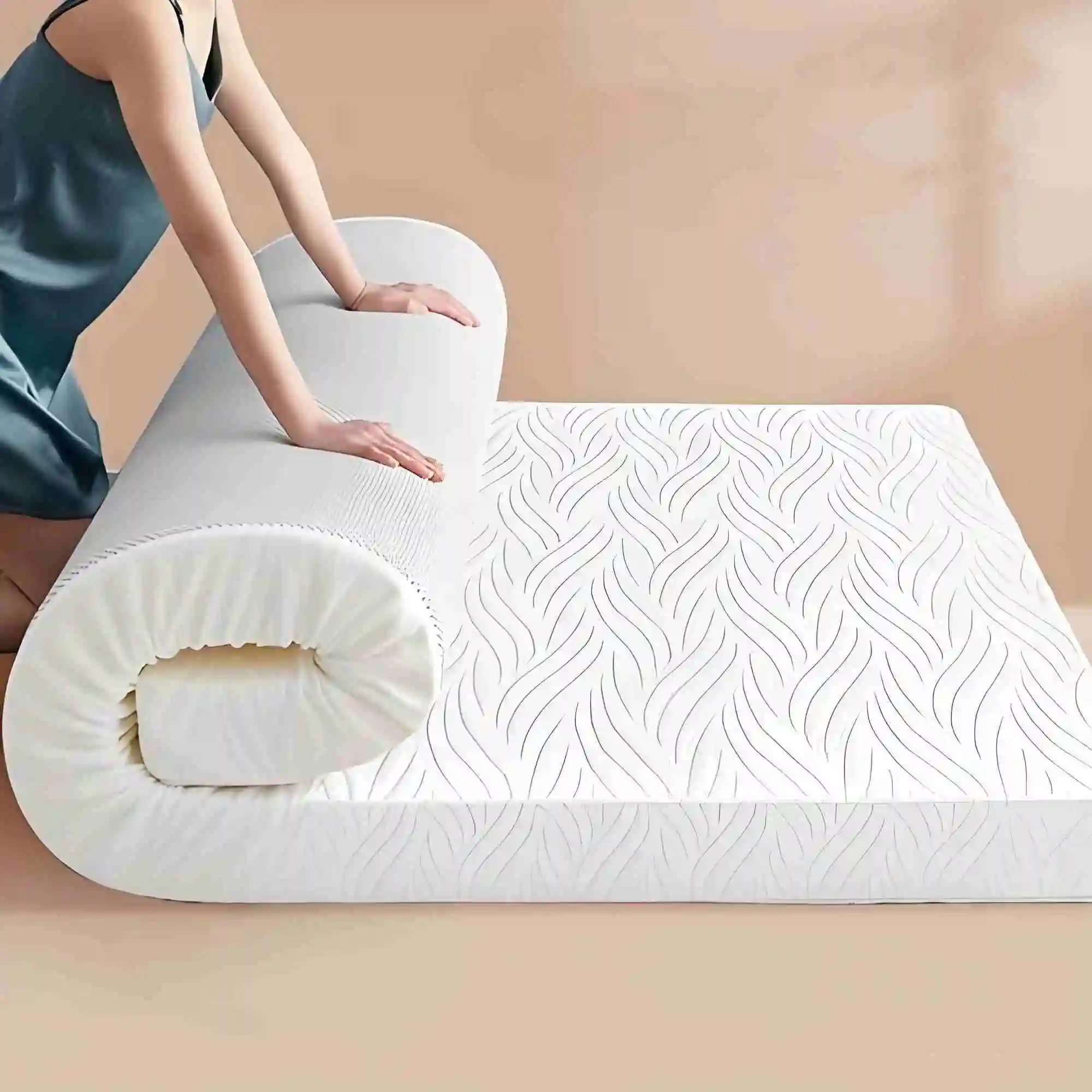 Blue memory foam box mattress latex independent spring spine compression 1.5 meters *1.8 meters zero pressure roll wrap mattress