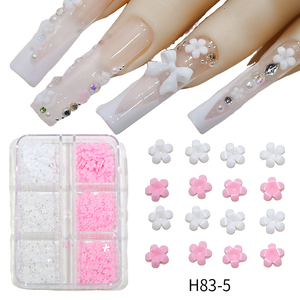 H83 Venta caliente 3D flor acrílica decoración <span class=keywords><strong>de</strong></span> <span class=keywords><strong>uñas</strong></span> cuentas <span class=keywords><strong>de</strong></span> acero mixtas Rosa Blanco <span class=keywords><strong>resina</strong></span> flor <span class=keywords><strong>uñas</strong></span> encanto bolsas - Product Image 5