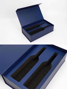 Creative Luxury High-End Double Bottle Wine Gift <b>Box</b> Magnetic Lid Recycled Materials Eco-Friendly Portable Art Paper <b>Folders</b> - Product Image 5