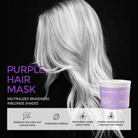 Masque capillaire violet neutralisant les tons jaunes et les reflets brassy dans les cheveux blonds, masque capillaire violet bio sans sulfate anti-jaunissement.