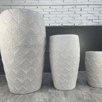 Ensemble de jardinières en résine à motif de feuilles modernes, décoration de jardin extérieur, vases blancs sculptés à la main pour fleurs et plantes vertes
