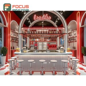 Creative Coffee Display Rack Retail Snack <b>Shelf</b> <b>Walnut</b> Finish Cafe Product Display Rack - Product Image 5