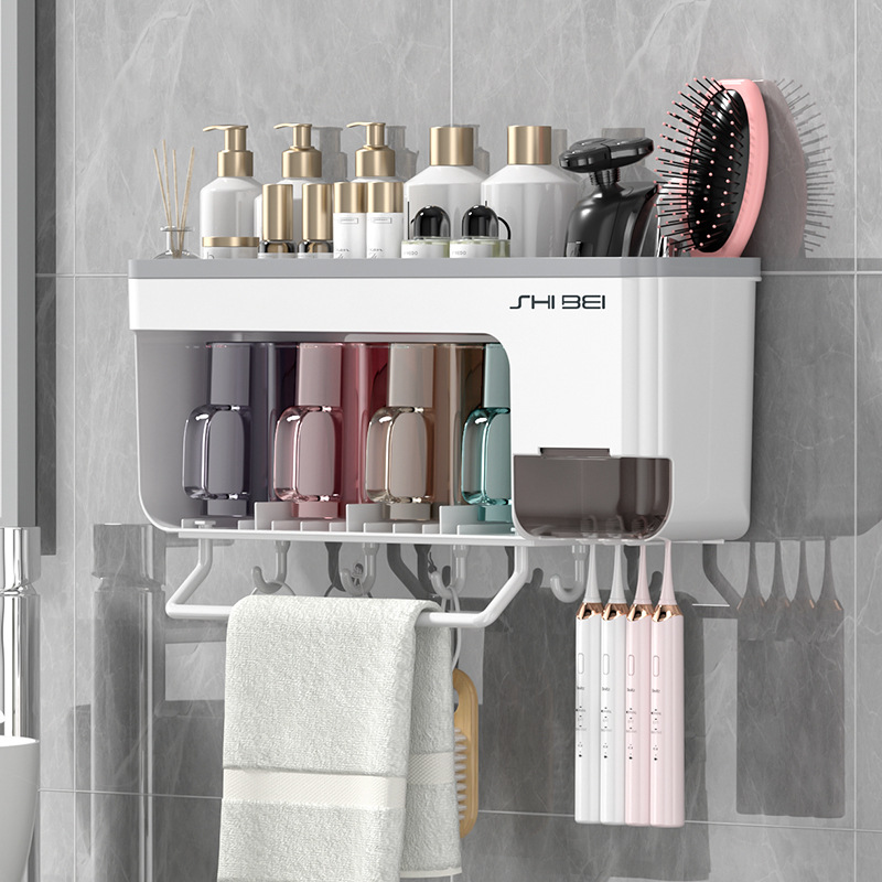 white Toothbrush holder of four presents mouthwash cup * 4