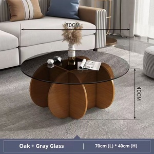 Modern Round Glass Top Coffee <strong>Table</strong> with Fluted <strong>Pedestal</strong> Base White Finish Living Room Center <strong>Table</strong> <strong>Small</strong> Space Furniture - Product Image 6