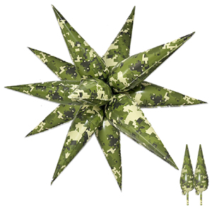Globo de Mylar de 32 Pulgadas con Diseño de Explosión de Estrella y Camuflaje para Decoración de Fiestas de Cumpleaños y Jubilación - Product Image 1