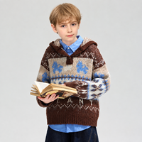 Pull à capuche assorti pour frères et sœurs, motif flocon de neige Fair Isle, tricot jacquard, cardigan zippé, tenue pour frère et sœur