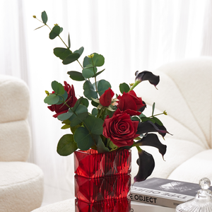 Decorazione Moderna per la Casa: Composizione di Rose Rosse Essiccate con <span class=keywords><strong>Vaso</strong></span> <span class=keywords><strong>in</strong></span> Ceramica da Tavolo - Product Image 4