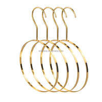 Porte-vêtements rond antidérapant multifonctionnel en fil métallique pour armoire, avec logo personnalisé, en fer doré, pour vêtements, foulards, cravates, etc.