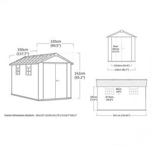 Casetta da Giardino Keter Oakland 230x350x242H cm Grigio Duotech Effetto Legno Spazzolato per Esterni - Product Image 2