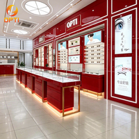 Vitrina Exhibidora de Gafas Azul Personalizada para Ópticas, Estante de Pared para Lentes y Vitrina de Cristal para Equipamiento de Tiendas de Óptica