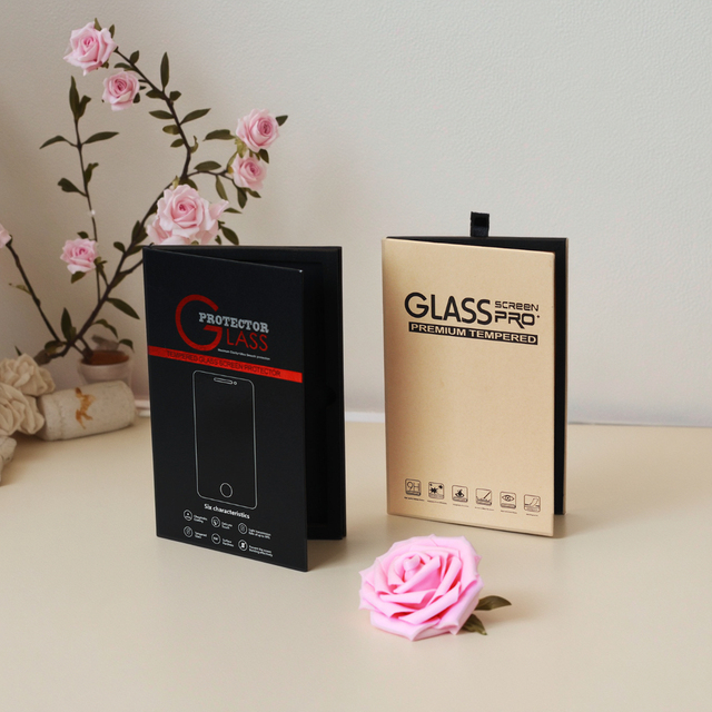 Custom Rigid Cardboard Box for Mobile Phone Screen Tempered Glass Protector Packaging with Matt Lamination
