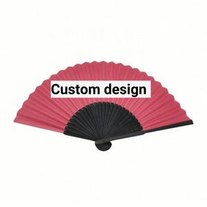 Customizable 21cm Natural Bamboo Folding Paper Fan with Painted Flower Style Business <b>Gift</b> Bamboo Crafts - Product Image 3