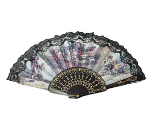 Bán Buôn Tùy Chỉnh In Hand Held Fan Nhựa Nylon Tre Phong Cách Cổ Điển Châu Âu Có Thể Gập Lại Hand Fan - Product Image 6