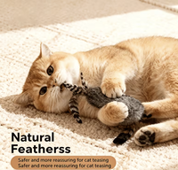 Bâtonnet de jeu pour chat en fourrure de lapin naturelle avec manche télescopique extra long, idéal pour les jeux interactifs à distance avec votre ami félin