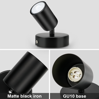 Applique murale LED GU10 réglable, noir mat, moderne, pour cuisine, maison, bureau, chambre
