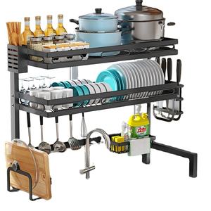 3 단 블랙 스테인레스 스틸 친환경 식기 건조 랙 2 단 식기 홀더 그릇 주최자 언더 싱크 주방 - Product Image 1