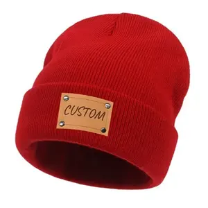 Оптовая продажа, пустая акриловая вязаная шапочка с логотипом высокого качества, утепленная Лыжная шапка унисекс, Зимняя Шапка-бини