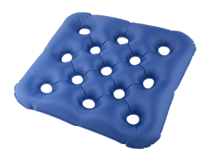 Coussin de siège gonflable bleu avec trous d'aération pour une meilleure respirabilité et un soulagement de la pression, utilisation domestique - Product Image 1