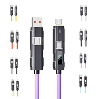 Nuevo Diseño de Alta Calidad, Cable de Datos 4 en 1 de Silicona, Cobre Puro |   Carga Rápida de 66W 5A |   Aleación de Zinc 1M |   9 colores para computadora