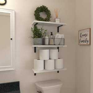 Mensola Moderna in Legno da Parete Multifunzionale per Bagno e Cucina, Colore Personalizzabile, Scaffale Decorativo - Product Image 4