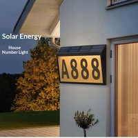 Lampes murales solaires LED modernes argentées IP65, étanches, pour extérieur, jardin, numéros d'adresse, panneaux de maison, plaque de porte de cour