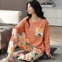 Ventes d'usine – Nouveaux pyjamas amples pour femmes, collection printemps-automne, tenue d'intérieur à manches longues, ensemble simple et décontracté, avec fonction thermique, grandes tailles