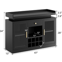 JIAMEIJIA Meuble Bar Moderne Noir avec Éclairage LED, Porte Vitrée et Casier à Vin – Vente en Gros Usine pour Détaillants