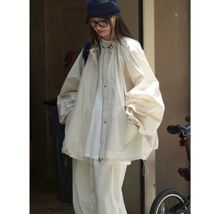 Giacca Sportiva Autunnale con Zip, Vestibilità Comoda, Antivento, Casual, Collo alla Coreana, Manica Lunga, <span class=keywords><strong>Trench</strong></span> per Donne - Product Image 3