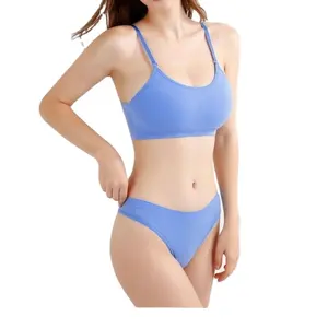 Conjunto de sutiãs e calcinhas esportivas sem trilhos respiráveis sem costura para mulheres, sutiãs e cuecas confortáveis, conjunto de roupa íntima bordada push up