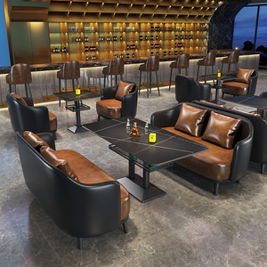 Sang trọng hiện đại kết hợp màu sắc thanh sofa Booth Set hộp đêm Cocktail phòng VIP phòng tiếp tân kim loại bàn ghế đồ nội thất - Product Image 1