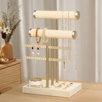 Organisateur de bijoux à 4 niveaux en forme d'arbre, présentoir pour colliers et bracelets avec barre à bagues pour le rangement de montres et boucles d'oreilles