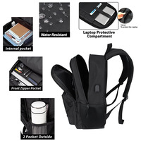 Nouveau sac à dos de voyage en polyester pour hommes et femmes, sac à dos antivol pour ordinateur portable avec port de charge USB pour le travail, l'université, l'école