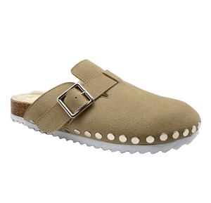 Slip On Open Back Camel Suede Leather Mule zoccoli pantofole Casual <span class=keywords><strong>scarpe</strong></span> da <span class=keywords><strong>donna</strong></span> Flat Mules <span class=keywords><strong>scarpe</strong></span> basse da <span class=keywords><strong>donna</strong></span> - Product Image 1