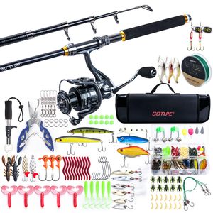 <span class=keywords><strong>Goture</strong></span> <span class=keywords><strong>Canne</strong></span> à pêche télescopique et moulinet Combo Travel Carbon Fiber Pole Spinning Reels Line Lure Kit Carrier Bag - Product Image 1