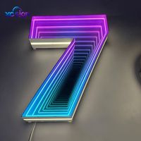 Enseigne LED 3D personnalisée en acrylique lumineux et coloré avec effet miroir infini, télécommande et cadre en acier inoxydable pour la décoration de la maison, des bars et des mariages