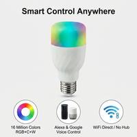 Ampoule LED WiFi dimmable RGBCW sans hub Tuya Smart App avec culot E26/E27