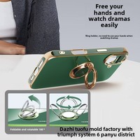 Étui de téléphone en TPU à couverture complète de luxe pour iPhone 16 pour Samsung Mobile support d'anneau magnétique rotatif 16 galvanoplastie antichoc