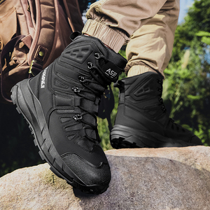 Bottes de randonnée en cuir gris DF33 AS33 imperméables, hautes, avec soutien de la cheville, pour l'hiver - Product Image 5