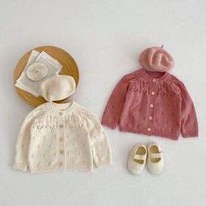 เสื้อสเวตเตอร์ถักแขนยาวสำหรับทุกเพศเสื้อแจ็กเก็ตคอกลมผ้าคอตตอนสวมใส่สบายดีไซน์แบบเรียบง่ายมีรูสำหรับเด็กแรกเกิด - Product Image 3