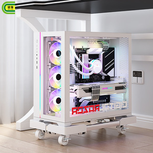 Soporte para computadora Qinfeng con ruedas, altura ajustable, para uso en el hogar y la oficina, material metálico, diseño moderno y simple - Product Image 2